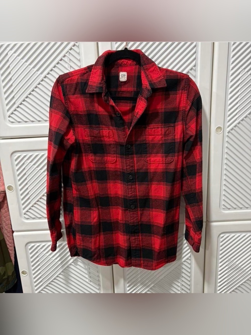 GAP Red and Black Plaid Button-Down Shirt